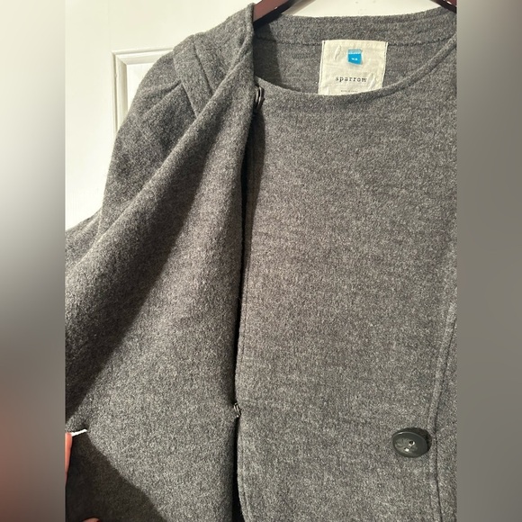 SPARROW Anthropologie Gray 100% Merino Wool XS Double Breasted Fit Flare Sweater - Picture 6 of 16